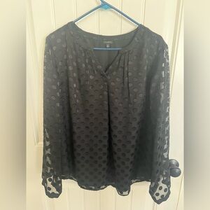 Talbots black Swiss Dot bull over blouse XL